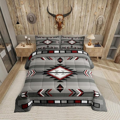 Erosebridal Western Boho Bedding Sets Twin Southwestern Aztec Comforter Set Bohemian American Native Quilt Set for Boys Adults Men,Exotic Tribal Geometric Duvet Insert Farmhouse Home Room Decor