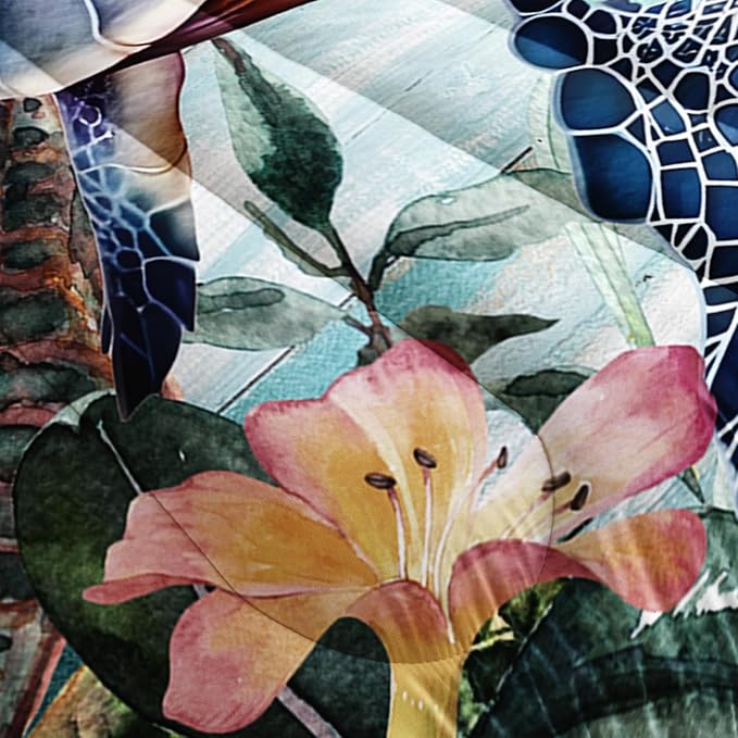 Spring Sea Turtle Comforter Set 3 Pcs Bedding Set Queen Size for Girls,Wooden Floral Tropical Plants Printed Quilts Set Lightweight Soft Microfiber Warm All Season with 2 Pillowcases