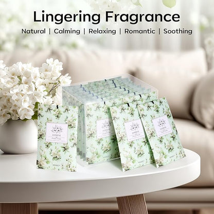 MYARO 20 Packs Jasmine Scent Sachet Air Freshener for Home Car Closet Drawer Shoe Odor Eliminator Long Lasting Deodorizer