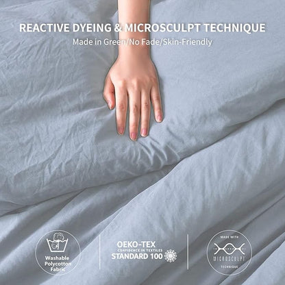 COTTEBED Twin Size Bed Comforter Sets, Super Soft Lightweight Washaed Cotton, 1 Bedding Down Comforter and 1 Pillowsham for Kids College Dorm Boys Girls (Twin/Twin XL,Light Dusty Blue)