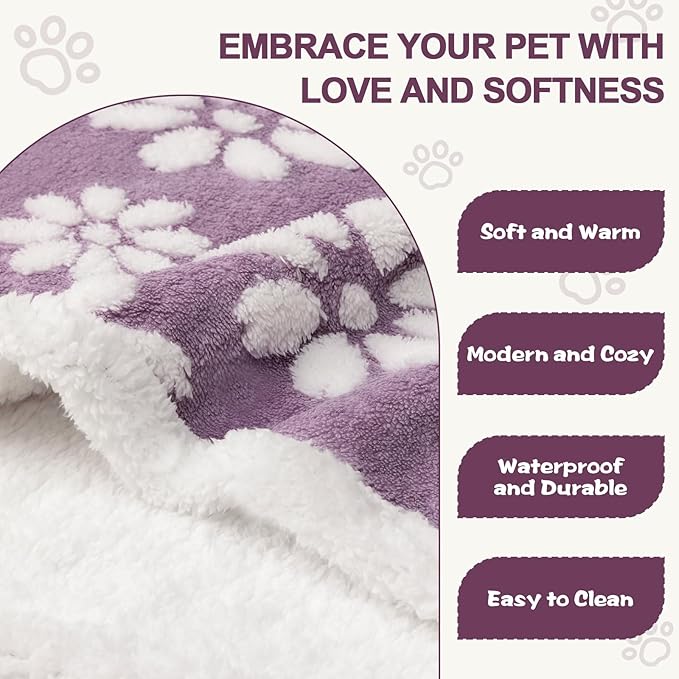 Waterproof Blanket for Dog Cat or Adult, Cute 3D Textured Flower Dog Blanket for Bed Couch Sofa, Soft Liquid Pee Proof Pet Furniture Protector, 60"x80", Purple
