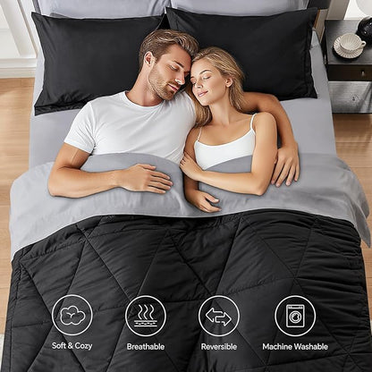 BEDELITE California King Size Comforter Set 7 Pieces Bed in A Bag - Soft Microfiber Reversible Cal King Black Bed Set with Comforters, Sheets, Pillowcases & Shams, Cozy Bedding Sets for All Season