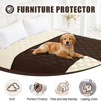 Smiry Waterproof Dog Bed Cover Blanket 40x80, Soft Reversible Pet Blanket, Washable Leakproof Cats Dogs Couch Cover for Sofa, Couch, Furniture, Chocolate/Beige