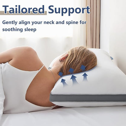 CozyLux Pillows Standard Size Set of 2, Soft Supportive Down Alternative Bed Pillow for Sleeping 2 Pack Dark Grey, Luxury Hotel Quality Gusseted Bedding Pillow for Back, Stomach or Side Sleepers 18x26