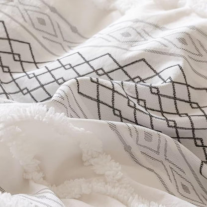 Houseri Tufted Black Comforter Set Twin Jacquard Bedding Shabby Chic Farmhouse Bed Sets Twin