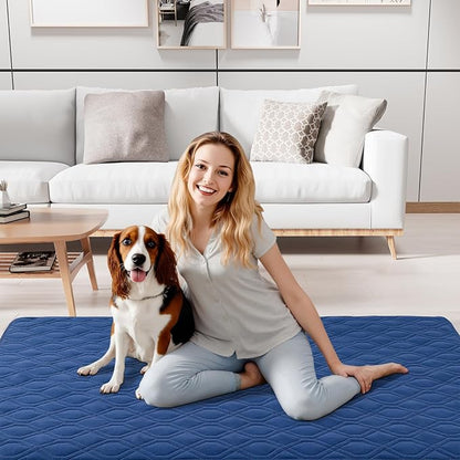 Smiry Reversible Waterproof Couch Covers for Sofa, Washable Dogs Pet Couch Covers for 3 Cushion Sofa Pet Friendly, Water Resistant Furniture Protector Slipcover, Geometric (68"x82", Navy/Blue)