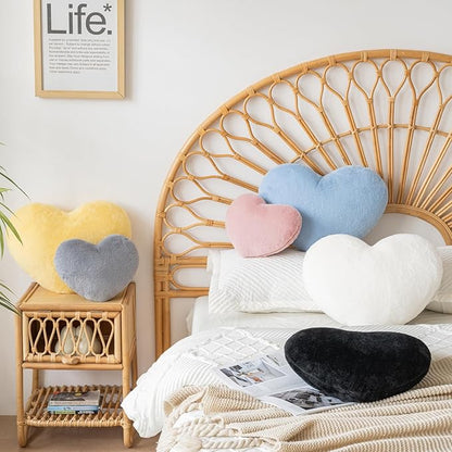 Xiashrk Heart Pillow, Heart Shaped Pillow for Bed Couch, Soft Decorative Heart Throw Pillow, Cute Decorate Pillows, Heart Pillows for Bedroom Living Room (Yellow, Mini 12.9"x9.8")