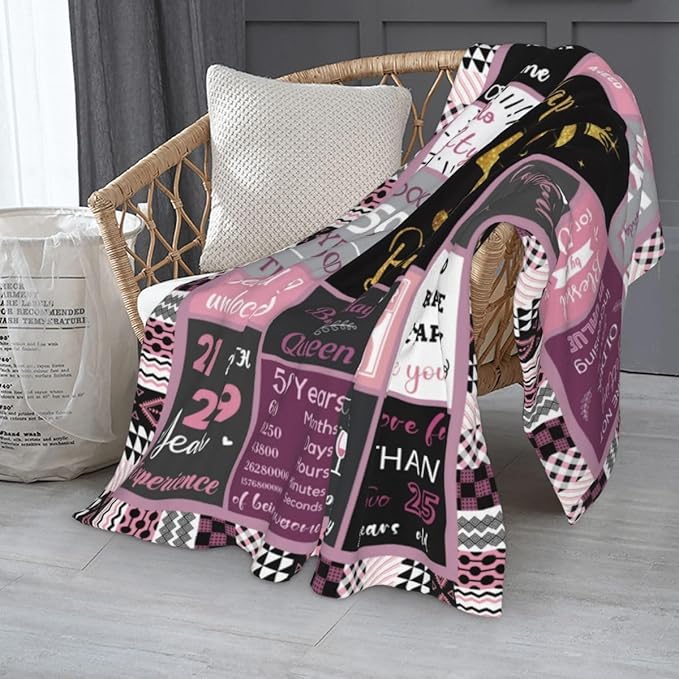 50 Birthday Gifts for Women, 50th Birthday Blanket with Gift Box for Women, Gifts for A 50th Birthday, Happy 50th Birthday Decorations Gift Ideas for Her, 50th Birthday Gifts Throw Blanket 60"x50"