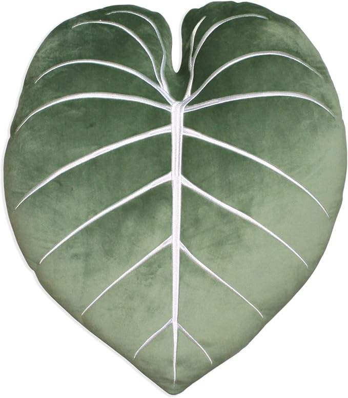 Green Philosophy Co. Philodendron Gloriosum Leaf Pillow - Moody Green