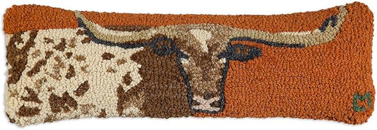 Chandler 4 Corners Artist-Designed Longhorn Hand-Hooked Wool Decorative Throw Pillow (8 IN x 24 IN) Wildlife Pillow for Couches & Beds - Easy Care & Low Maintenance - Nature & Wilderness Lumbar Pillow