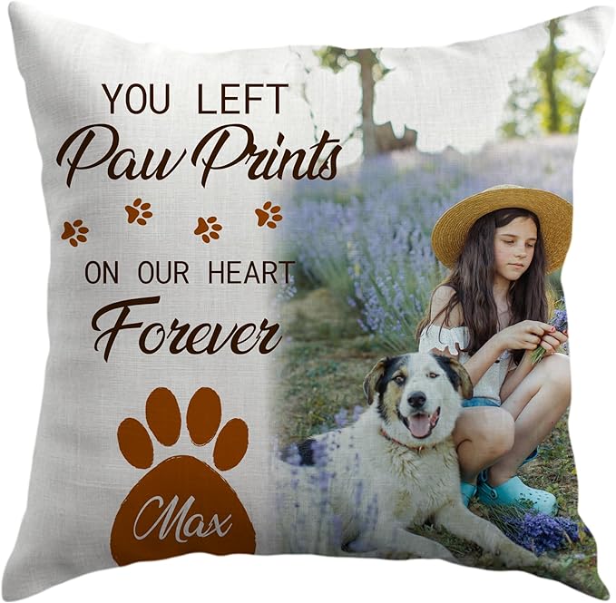 Ships Next Day, Made in USA - Personalized Pet Memorial Pillow for Cats & Dogs - Memorial Gift for Loss of Dog - Pet Memorial Gift - Sympathy Gifts - Dog Remembrance Pillow - Unique Keepsake v1(16x16)
