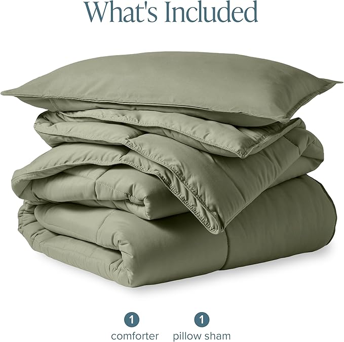 Bare Home Comforter Set - Twin/Twin Extra Long Size - Ultra-Soft - Goose Down Alternative - Premium 1800 Series - All Season Warmth (Twin/Twin XL, Sage)