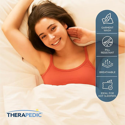 Therapedic 100% Egyptian Cotton King 6-Piece Sheet Set – Naturally Cooling & Breathable Sateen, Preshrunk Garment Wash, 16" Deep Pocket Fitted Sheet, Bonus Pillowcases, Soft & Durable - Fog