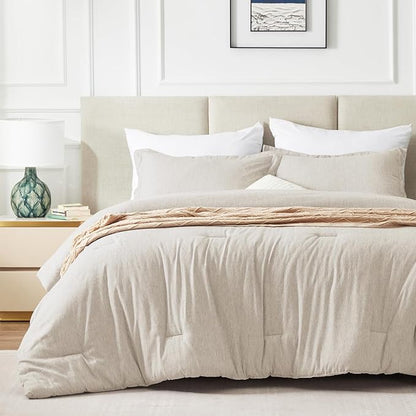 CozyLux California King Comforter Set - 3 Pieces Beige Soft Luxury Cationic Dyeing Cal King Size Bedding Comforter All Season, Breathable Lightweight Boho Bed Sets with 1 Comforter and 2 Pillow Shams