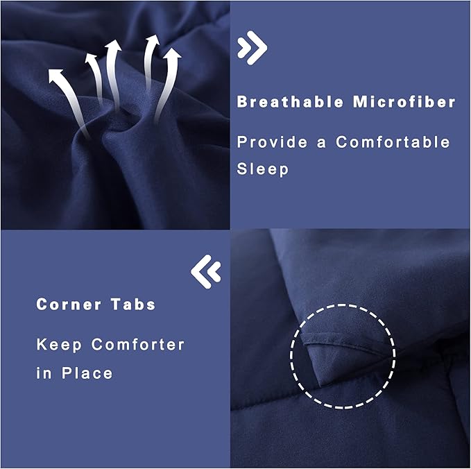 DOWNCOOL King Size Comforter Set -All Season Bedding Comforters Sets with 2 Pillow Cases -3 Pieces Bed Set Down Alternative King Bedding Set -Blue King Comforter Set(102"x90")