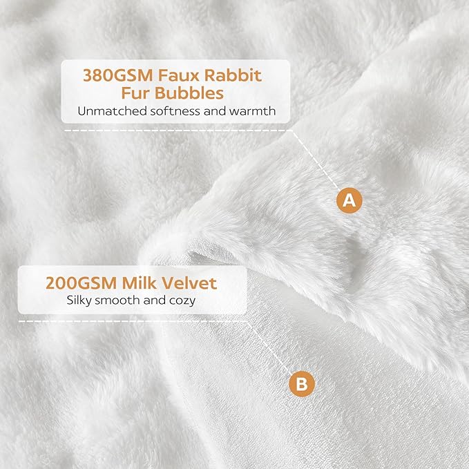 Tokokimo Faux Fur Comforter Set King Size, Ultra Soft Reversible Heavyweight Fluffy Bedding, Extra Warm Winter Comforter with 2 Pillow Cases, All Season Fuzzy Comforter Set, White