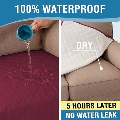 H.VERSAILTEX Couch Cover for Dogs Washable 100% Waterproof Sofa Cushion Cover Dog Bed Cover Non-Slip Pet Blanket for Sofa Cushion Protector, 35" x 62", Burgundy