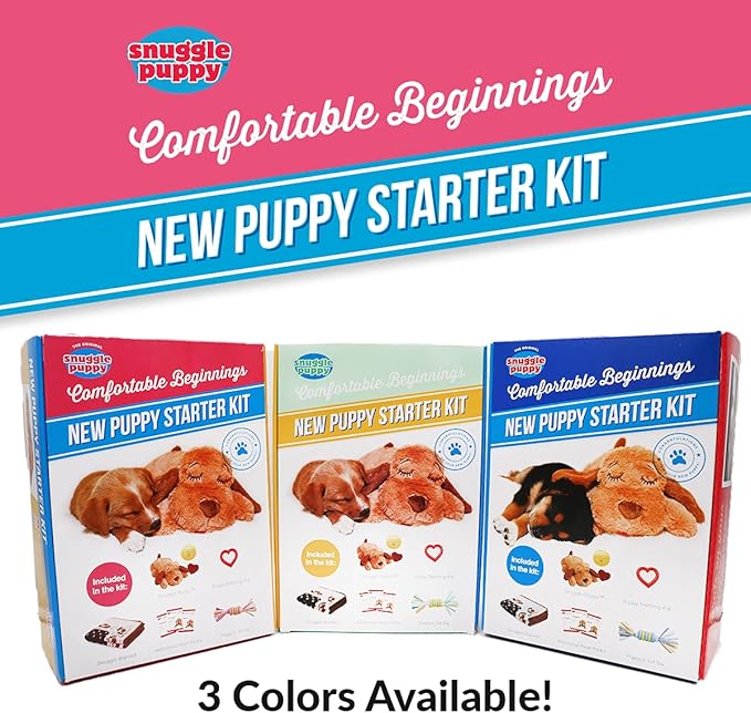 SmartPetLove Original Snuggle Puppy Essentials Starter Kit - Heartbeat Puppy for Dogs - Calming Aid with 3 Heat Packs, Puppy Teething Toy, Dog Chew Toy and Dog Blanket