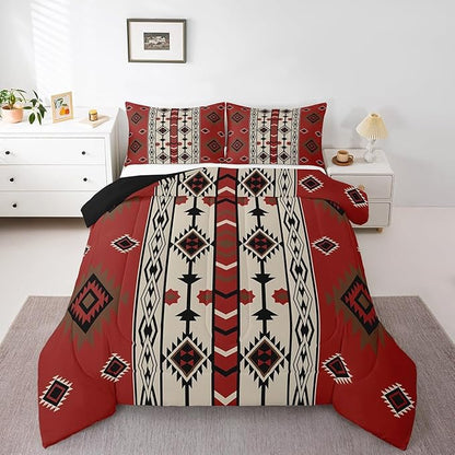 Erosebridal Southwestern Quilt Bedding Western Aztec Comforter Set Toddler Bohemian Bedding Comforter Sets American Native Southwest Tribal Bed Set for Kids Adults Men Women Boho Ethnic Room Decor