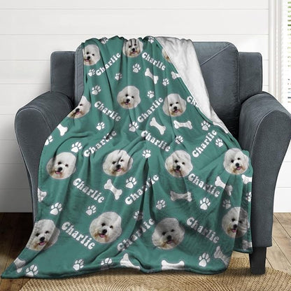 Personalized Dog Blanket with Name Customized Paw Prints Pet Blanket Loss Memorial Soft Throw Blankets Customized Pet Bereavement Gift Blanket Gift for Dog Lover Dog Mom Dog Dad
