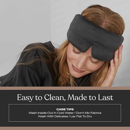 Lunya Washable Silk Sleeping Mask - Thermoregulating Mulberry Silk, Light Blocking and Comfortable Fit – Sleep Mask for Women and Men with Box - Meditative Grey - Large