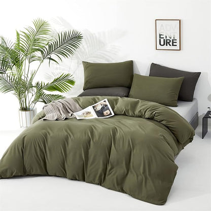 CLOTHKNOW Olive Green Queen Comforter Set Green Bedding Comforter Sets Soft All Season Dark Green Comforter with 2 x Pillow Cases