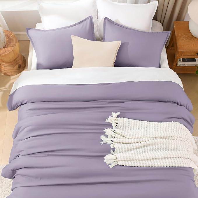 Litanika Comforters Twin XL Size Grayish Purple, 2 Pieces Lightweight Solid Bedding Set & Collections, All Season Fluffy Bed Set (68x92 Inches Comforter & 1 Pillowcase)