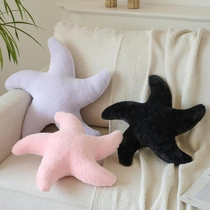Starfish Pillow, Cute Decorative Pillows for Couch Bed, Aesthetic Room Decor Accent Pillow Plush with Soft Faux Rabbit Fur for Bedroom Living Room (Pink, 14.9 Inches)