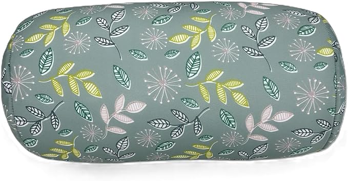 Bookishbunny Microbead Cylinder Bolster Roll Pillow 13" x 7" Various Patterns (LeavesLightSage)