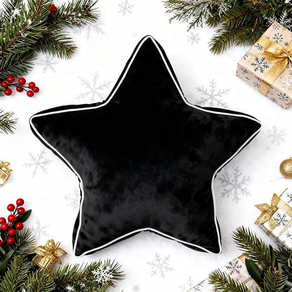 Star Pillow - Decorative Throw Pillows Floor Cushion Accent Pillow for Sofa Bed Couch Bedroom Black