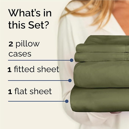 Twin XL 4 Piece Sheet Set - Comfy Breathable & Cooling - Ultra Soft Hotel Luxury Bedding Set w/ 8-16 Inch Deep Pockets - 1 Flat & 1 Fitted Sheet & 2 Pillowcases - Wrinkle Free & Easy Care - Sage Green