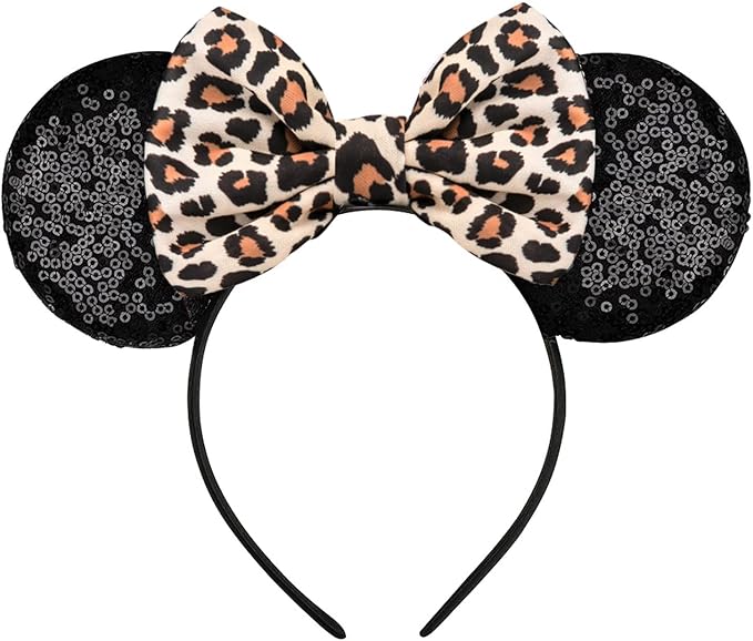 FANYITY Mouse Ears, Sequin Leopard Mouse Ears Headband for Boys Girls Women(baowen)