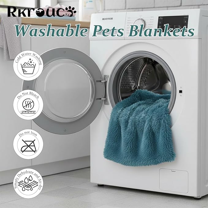 Pets Bed Blanket Dogs Reversible Soft Dog Throw Blankets Cats Mat Sleeper Fuzzy Pet Couch Covers Washable Cat Puppy Cover for Beds Sofa Travel Double Sided Furniture Protection (Colorful Blue,M)