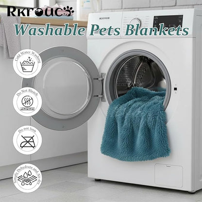 Pets Bed Blanket Dogs Reversible Soft Dog Throw Blankets Cats Mat Sleeper Fuzzy Pet Couch Covers Washable Cat Puppy Cover for Beds Sofa Travel Double Sided Furniture Protection (Colorful Blue,M)