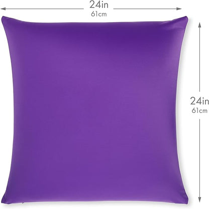 PILLOWY 24" x 24" Throw Pillow - Dark Lavendar: 1 PCS Luxurious Premium Microbead Pillow With 85/15 Nylon/Spandex Fabric. Forever Fluffy, Outstanding Beauty & Support. Silky, Soft & Beyond Comfortable