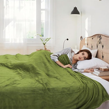 Electric Heated Blanket 72"x84" Full Size Flannel Heated Blanket, Cozy & Warm for All Night, 5 Heat Settings & 10 Hours Auto Off, Machine Washable, Light Grass Green