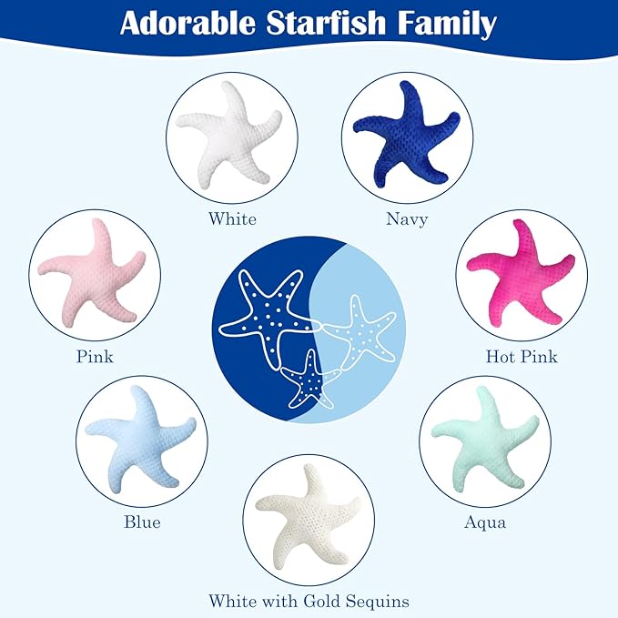 Marble Empire Starfish Pillow for Couch and Bed, Coastal Decor Throw Pillow, Ocean Beach Theme Accent Pillow for Living Room（Navy Blue）