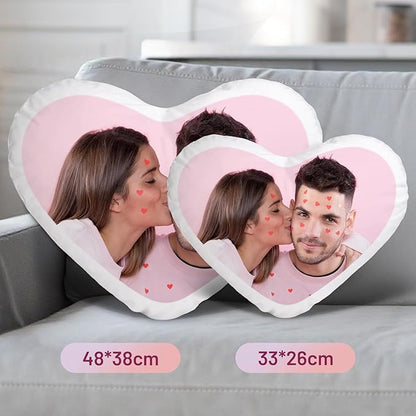Custom Pillow with Insert, Personalized Throw Pillows with Picture Text - Double-Sided Printing, Customized Heart Shaped Pillow Photo Gifts, Personalized Gifts for Anniversary Valentines Day