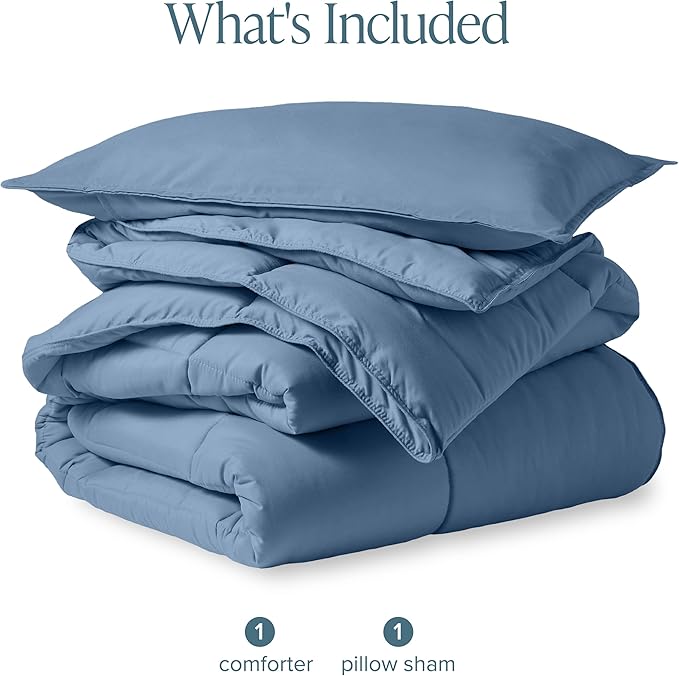Bare Home Comforter Set - Twin/Twin Extra Long Size Ultra-Soft Goose Down Alternative Premium 1800 Series All Season Warmth (Twin/Twin XL, Coronet Blue)
