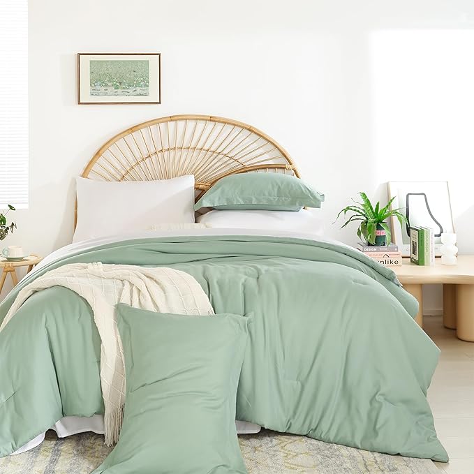 weigelia Twin Comforter Set 5 Pieces Sage Green Comforter Set Bed in a Bag Twin Bedding Set Soft Lightweight Comforters Set with Sheets for All Season