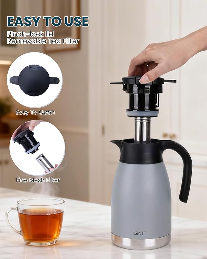 GiNT Stainless Steel Thermal Coffee Carafe Lid With Tea Infuser(Pink Lid, Fits GiNT Coffee Carafe)