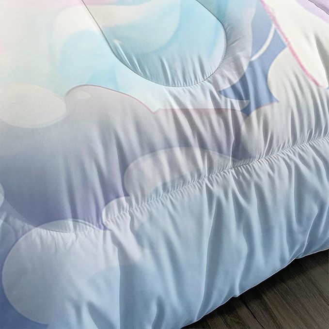 Kid Unicorn Comforter Set Queen Size 3Pcs Pink Galaxy Bedding Set Glitter Star Cloud Love Quilt Bed Set for Boys Girls with 1 Comforter and 2 Pillowcases