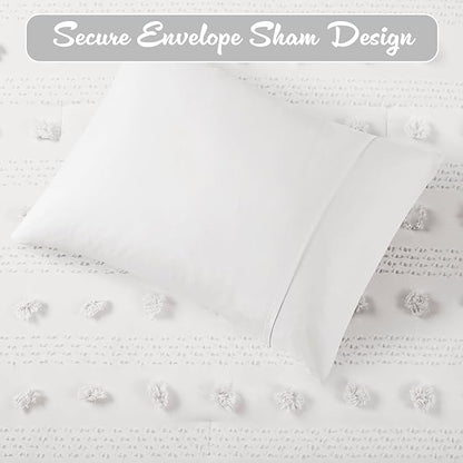 Intelligent Design Twin Duvet Cover Set, Clipped Jacquard Duvet Set Chic Pompoms Accent, All Seasons Lightweight Microfiber Bed Cover for Comforter with 1 Sham, Lucy, Twin/Twin XL Ivory 2 Piece