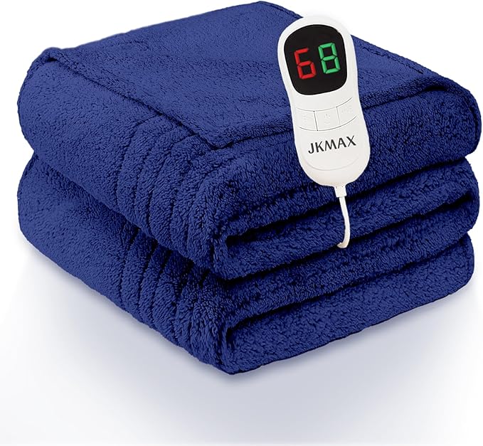 Heated Electric Blanket Queen Size - 84"x90" Heating Blanket with 10 Heating Levels & 5 Time Settings Over-Heat Protection, Winter Warmer for Adults with ETL Certification（Navy Blue）