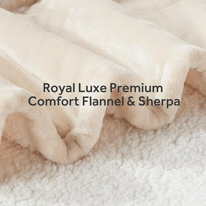 Heated Blanket Electric Blanket Twin Size Soft Flannel Sherpa, 6 Heat Levels Fast Heating, 2 to 10 Hours Auto-Off Detachable Controller Machine Washable, Beige 62"x84"