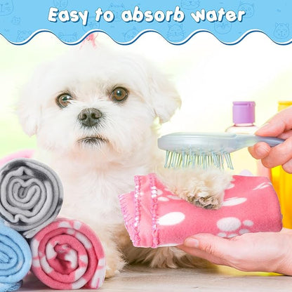 Eccliy 20 Pcs Puppy Blanket Pet Soft Fleece Dog Blankets Warm Felt Throw Sleep Mat Bed Covers for Doggie Puppy Pet Dogs Cat, 20 Styles(39 x 27.6 Inch,Paw)