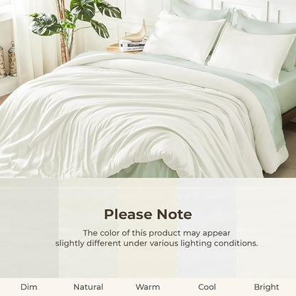 Litanika Ivory Comforter Set California King Size, 3 Pieces Cal King Lightweight Solid Bedding Comforter Set, All Season Fluffy Bed Set (104x96In Comforter & 2 Pillowcases)