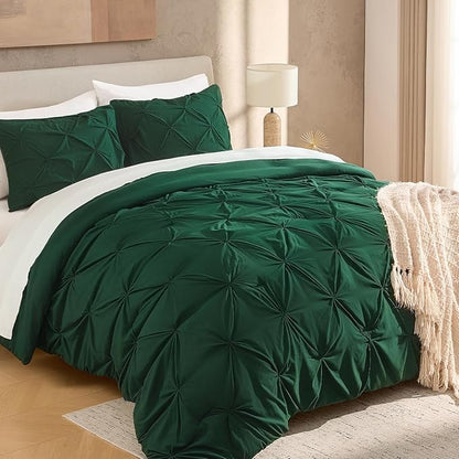 Andency Dark Green Comforter Set Twin XL(68x92Inch), 2 Pieces Comforter for Girls Kids, Soft Microfiber Pinch Pleat Comforter Set, All Season Lightweight Bedding Set