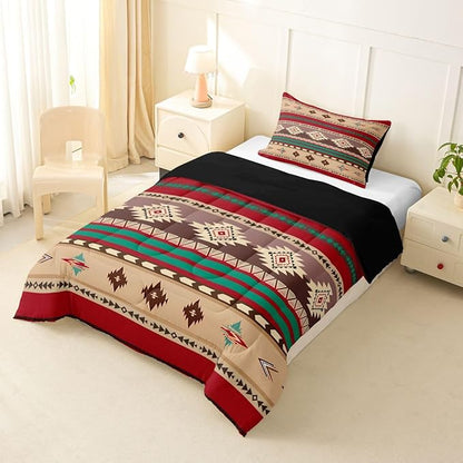 Erosebridal Southwestern Comforter Set - Twin Bohemian Geometric Quilt, Ethnic Tribal Arrow Bedding Set - Duvet Insert, Country Decor Western Bedroom Decor - Red Brown