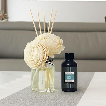 Aronica Reed Diffuser Refill 120ml - White Rose, Home Fragrance Flower Diffuser Oil Sticks, Bulgaria Rose Scent, Flower Aroma Liquid